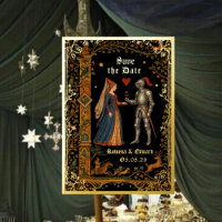 Medieval Knight and Lady Manuscript Save the Date