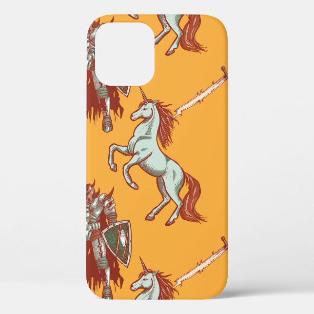 medieval knight and unicorn seamless pattern Case-Mate iPhone case (Back)
