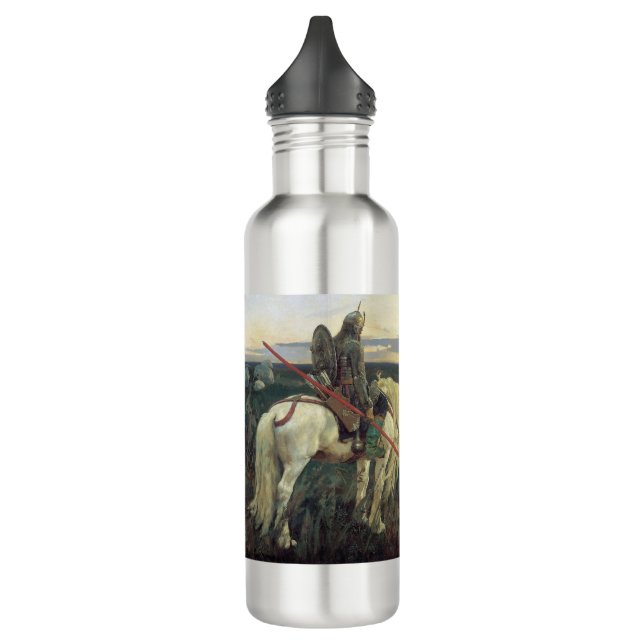 Medieval Knight at the Crossroads Stainless Steel Water Bottle (Left)