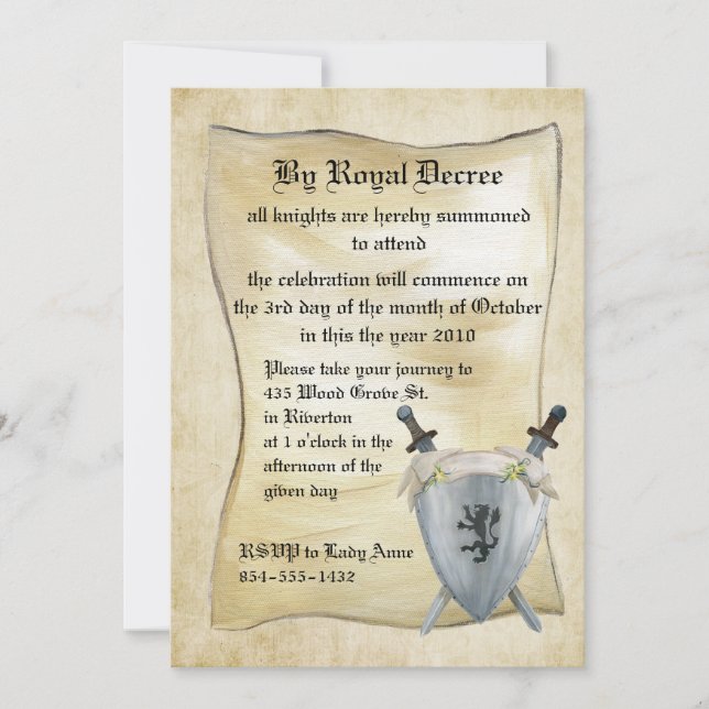 Medieval Knight Birthday Invitation (Front)