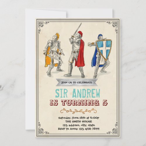 Medieval knight birthday invitation