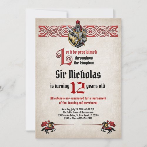 Medieval Knight Birthday Invitation