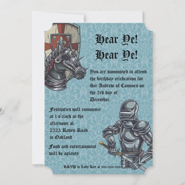 Medieval Knight Birthday Invitation (Front)
