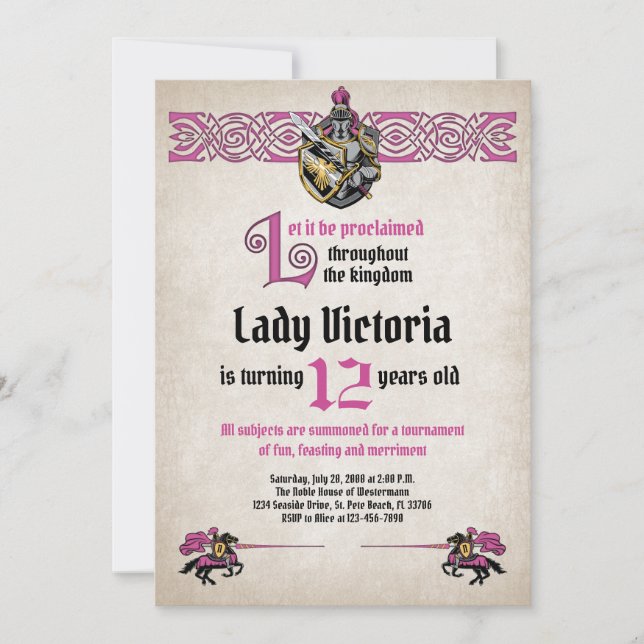 Medieval Knight Birthday Invitation (Front)