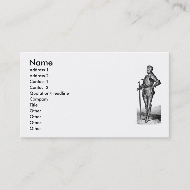 Medieval Knight Business Card (Front)