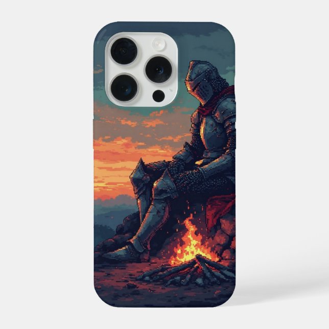 Medieval Knight by the Campfire – Fantasy iPhone 1 Case (Back)