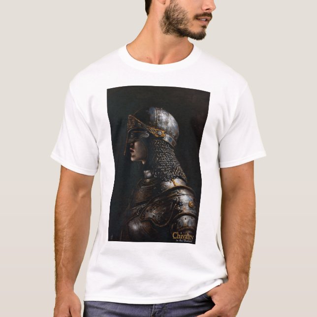 Medieval Knight Chivalry in the Shadows T-Shirt (Front)