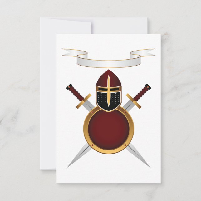 Medieval Knight Crest Helmet Swords Shield  Invitation (Front)