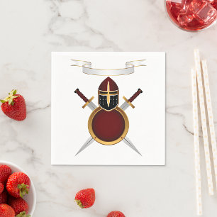 Medieval Knight Crest Helmet Swords Shield Napkins