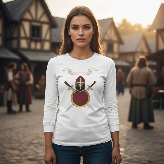Medieval Knight Crest Helmet Swords Shield  T-Shirt (Creator Uploaded)