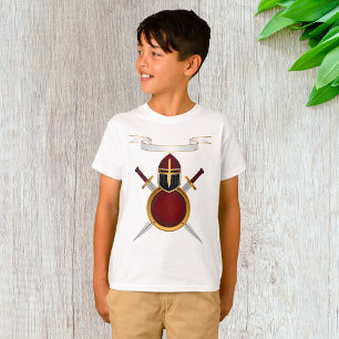 Medieval Knight Crest Helmet Swords Shield  T-Shirt