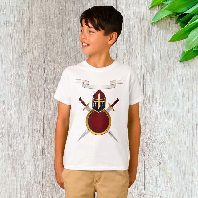 Medieval Knight Crest Helmet Swords Shield  T-Shirt (Creator Uploaded)