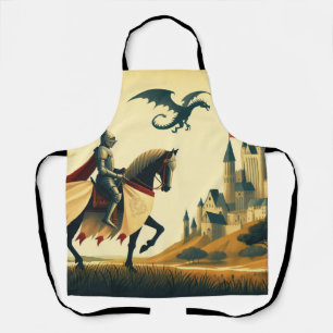 Medieval Knight/dragon/castle fantsy Apron