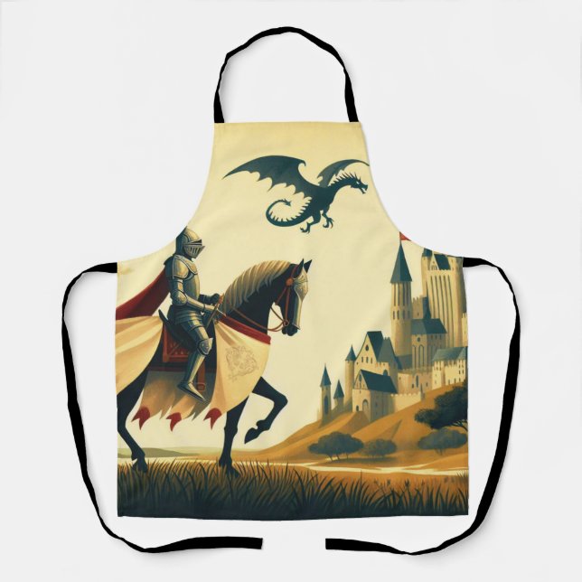 Medieval Knight/dragon/castle fantsy Apron (Front)