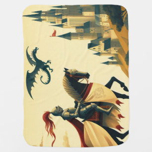 Medieval Knight/dragon/castle fantsy Baby Blanket