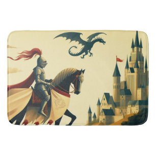 Medieval Knight/dragon/castle fantsy Bath Mat