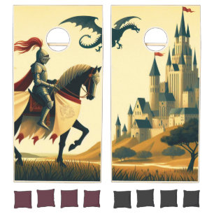 Medieval Knight/dragon/castle fantsy Cornhole Set