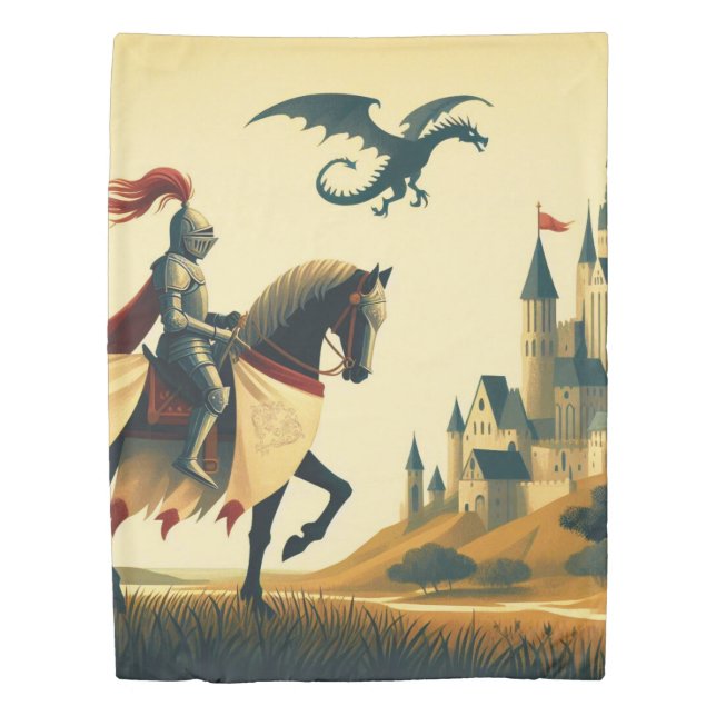 Medieval Knight/dragon/castle fantsy Duvet Cover (Front)