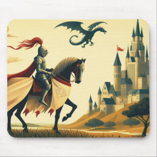Medieval Knight/dragon/castle fantsy Mouse Pad