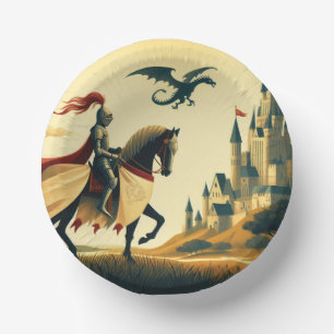 Medieval Knight/dragon/castle fantsy Paper Bowls