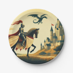 Medieval Knight/dragon/castle fantsy Paper Plates