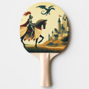 Medieval Knight/dragon/castle fantsy Ping Pong Paddle