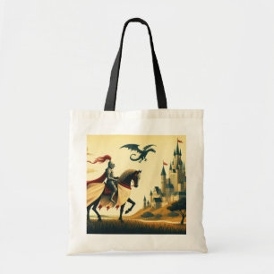 Medieval Knight/dragon/castle fantsy Tote Bag