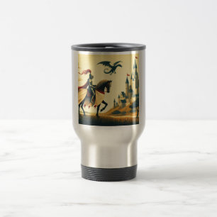 Medieval Knight/dragon/castle fantsy Travel Mug