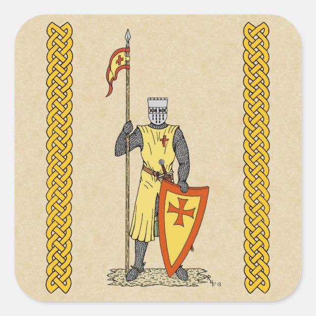 Medieval Knight Early 13th Century Square Sticker (Front)