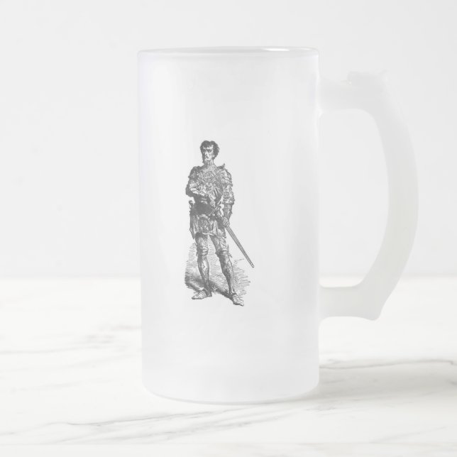 Medieval Knight Frosted Glass Beer Mug (Right)