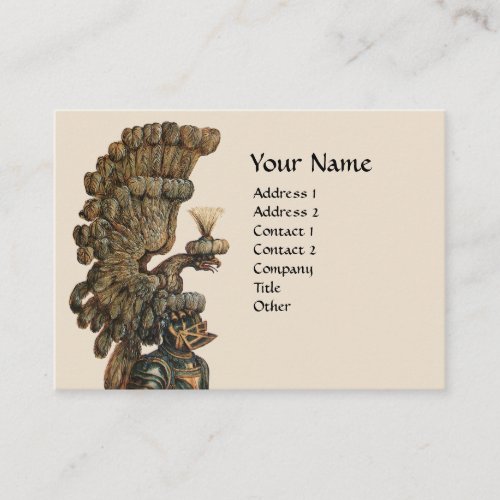 MEDIEVAL KNIGHT HELMETEAGLE WINGS MONOGRAM  Ivory Business Card