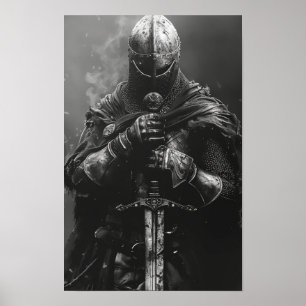 Medieval Knight Holding Sword Poster