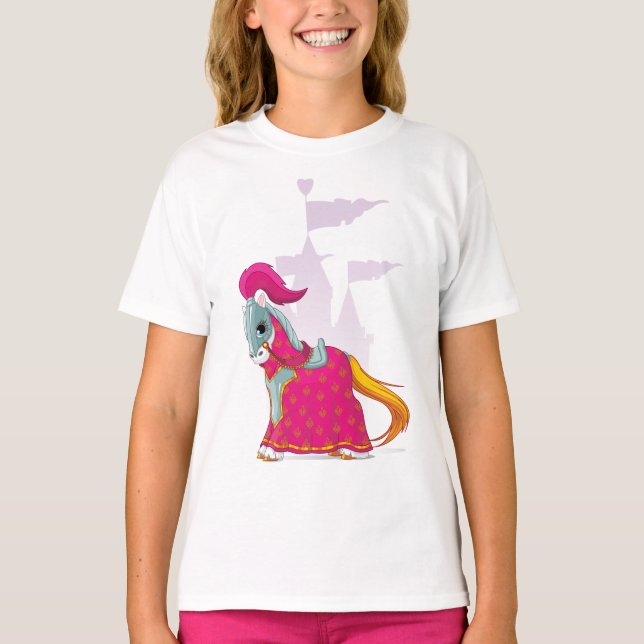 Medieval Knight Horse in Armor Fantasy T-Shirt (Front)