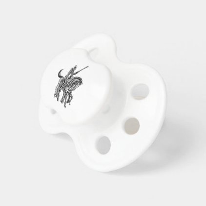 Medieval Knight Horse Vintage Woodblock Engraving Pacifier