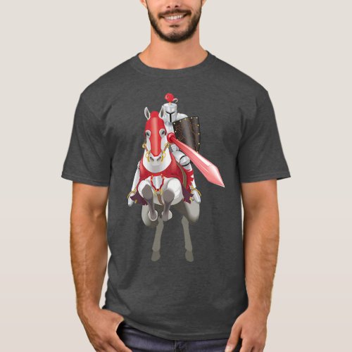 Medieval Knight In Armor on Horse T_Shirt