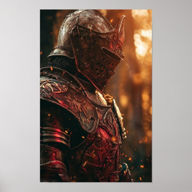 Medieval Knight in Shining Red Armor Poster (Front)