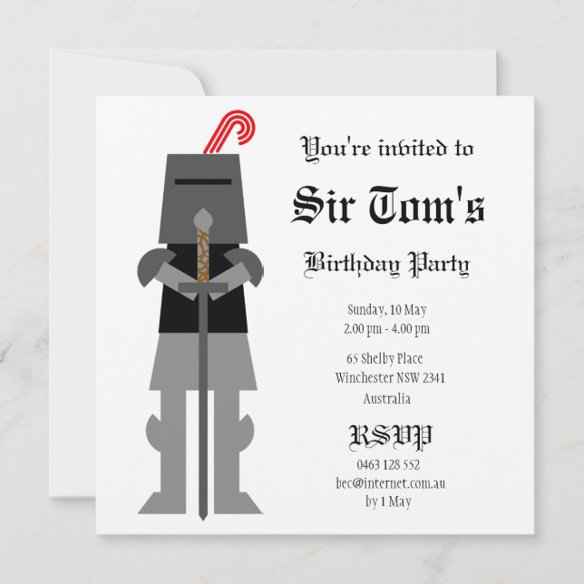 Medieval Knight Invitation (Front)