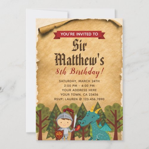 Medieval Knight Invitation