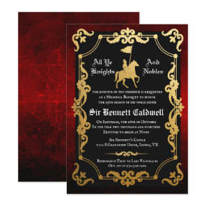 Medieval Knight Jousting Birthday Invitation
