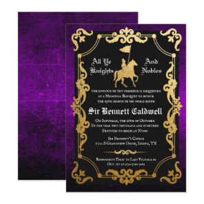 Medieval Knight Jousting Birthday Invitation