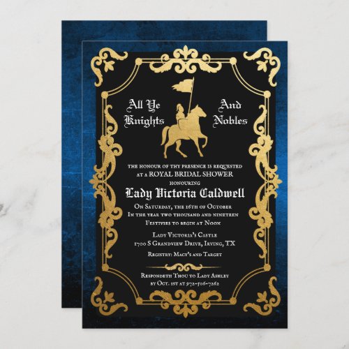 Medieval Knight Jousting Bridal Shower Invitation