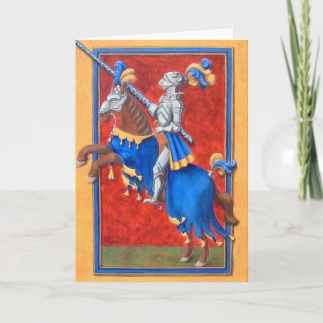 Medieval Knight Jousting Greeting Card (Front)