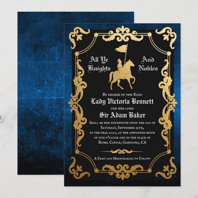 Medieval Knight Jousting Wedding Invitation (Front/Back)