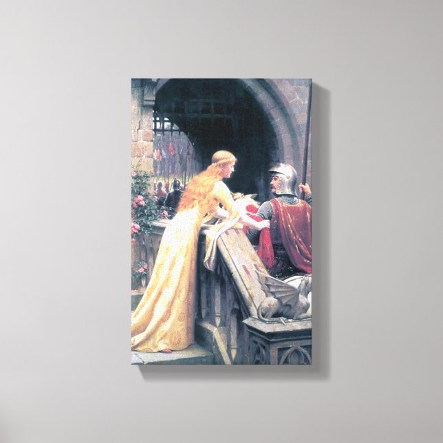 Medieval knight lady antique painting canvas print (Front)