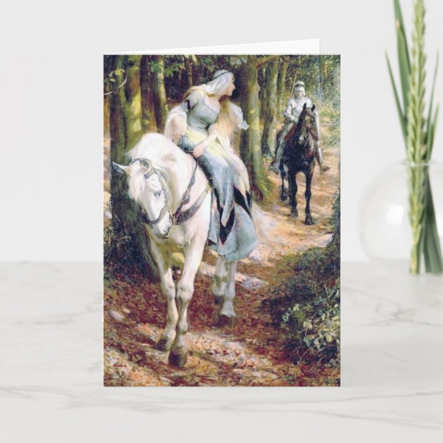 Medieval knight lady antique painting card (Front)