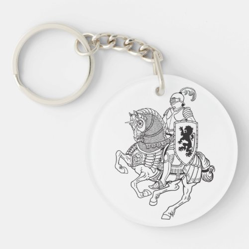 medieval knight on a horse keychain