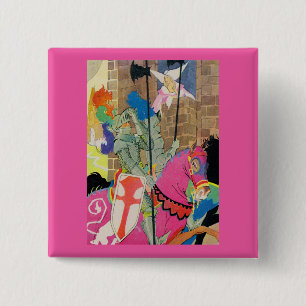 medieval knight on horseback button
