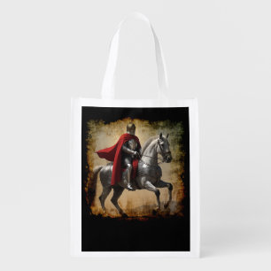 Medieval Knight on Horseback Grocery Bag