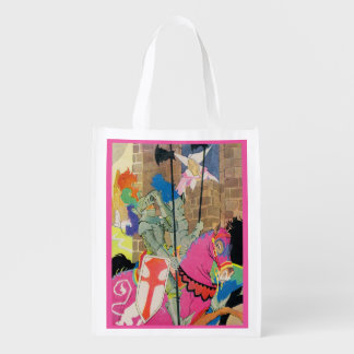 medieval knight on horseback grocery bag