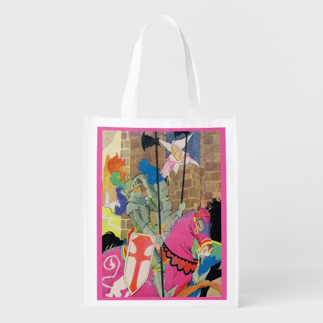 medieval knight on horseback grocery bag (Front)